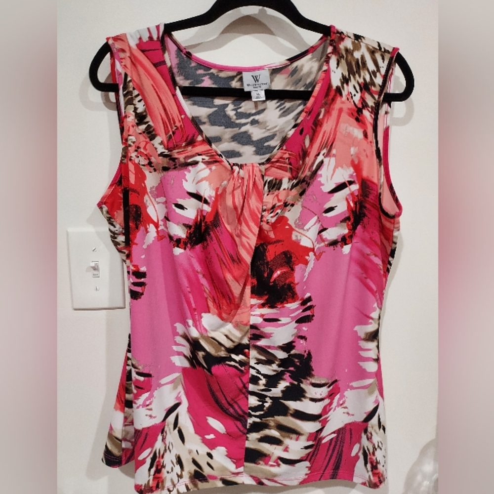 Pink Patterned Blouse by Worthington (XL)